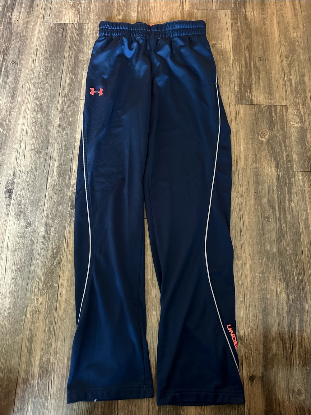 Under Armour Navy Mens Athletic Track Pants with Pink Logo
